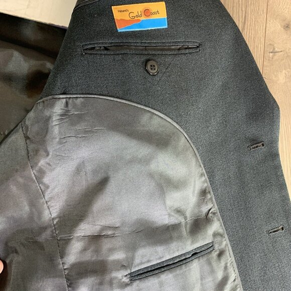 Habands Gold Coast Mens 44s Black Suit Jacket Sport Coat 2 Button Polyester - Picture 10 of 10